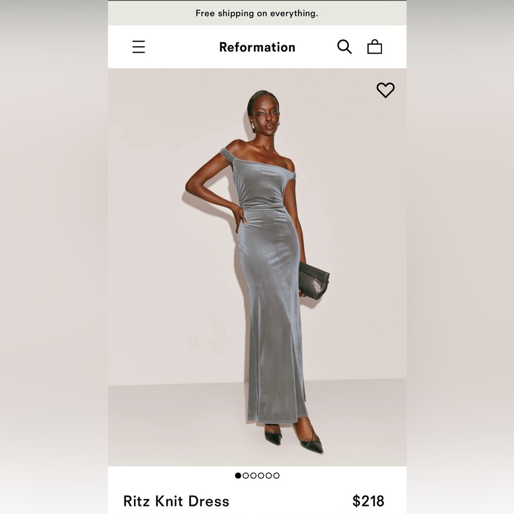 NWT Reformation Ritz Knit Dress in Grey Silver Velvet Size Medium